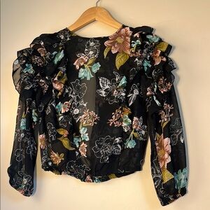 Floral Black Sheer Women's Top